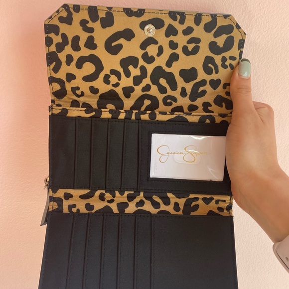 Tan and Blue Wallet with Cheetah Interior - Picture 2 of 4